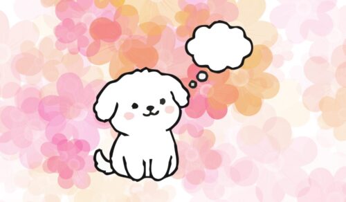 悩む白いワンコ